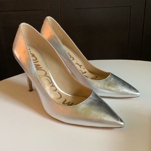 Sam Edelman Silver Metallic Hazel Pointed Toe Heel